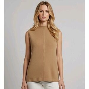 VTGAlexandra Bartlett XL 100% Cotton Sleeveless Knit Top Vest Tan Made Australia